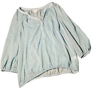 Liz Claiborne's Light Blue w/ Black Dots 3/4 Sleeve Blouse